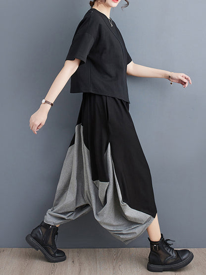 xakxx Harem Pants Irregular Clipping Split-Joint Casual Pants Bottoms