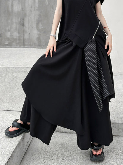 xakxx Loose Wide Leg Asymmetric Split-Joint Pants Trousers