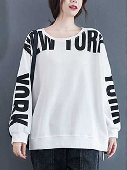 xakxx Stylish Letter Print Round-Neck Sweatshirt