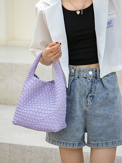 xakxx Solid Color Woven Bags Handbags