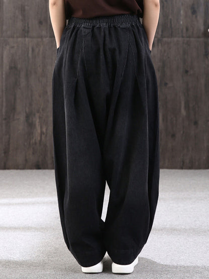 xakxx Leisure Solid Denim Puff Pants Bottoms