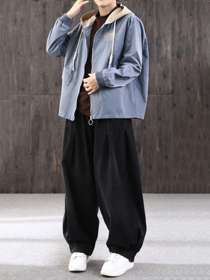 xakxx Leisure Solid Denim Puff Pants Bottoms