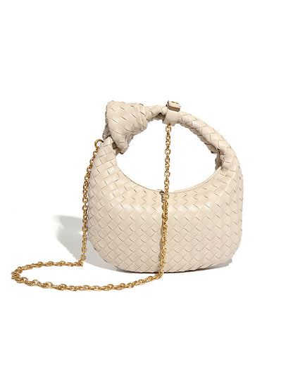 xakxx Chains Knot Solid Color Woven Zipper Crossbody Bags