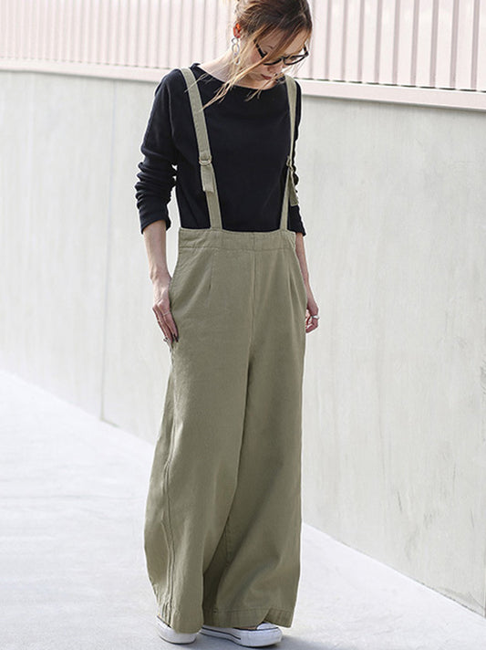 xakxx Loose Wide-Leg Long Overalls