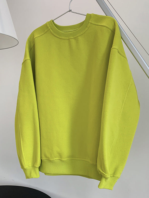 xakxx Stylish Fluorescent Green&Black Loose Casual Round-Neck Sweatshirt