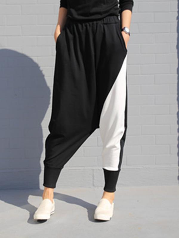 xakxx Contrast Color Splicing Harem Pants