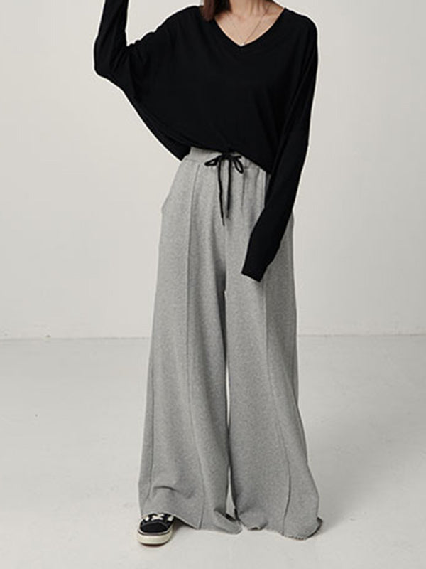 xakxx Casual Solid Column Wide Leg Pants