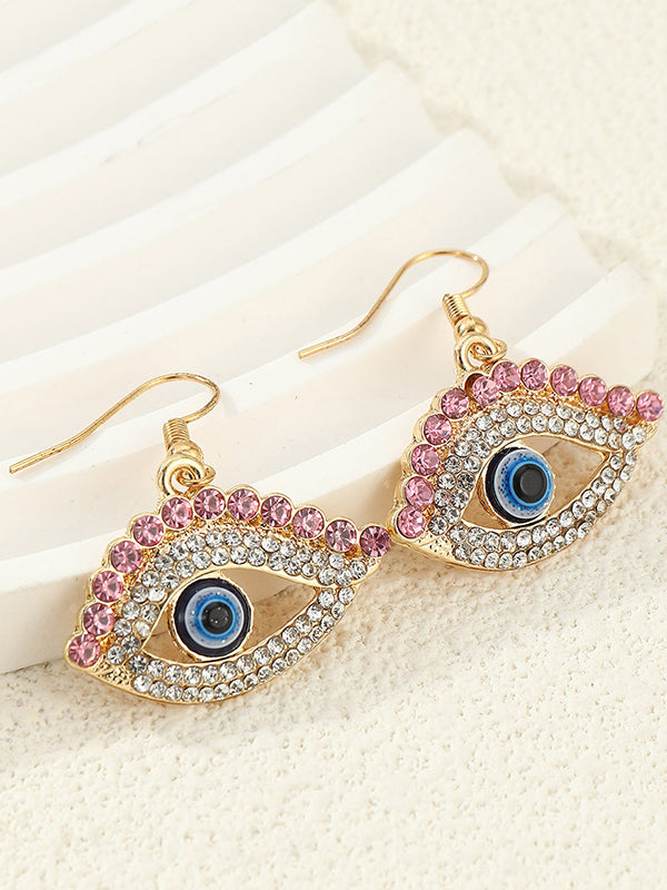 xakxx Contrast Color Eye Shape Drop Earrings Earrings Accessories