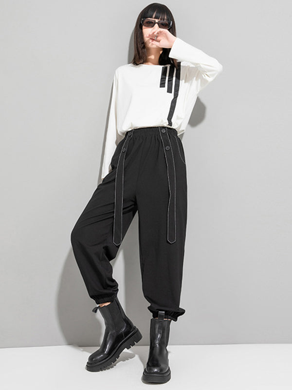 xakxx Urban High-Waisted Black Casual Pants Bottoms Harem Pants