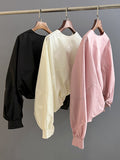 xakxx Batwing Sleeves Loose Elasticity Solid Color Round-Neck Blouses&Shirts Tops