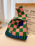xakxx Casual Checkerboard Floral Bags Accessories Handbags