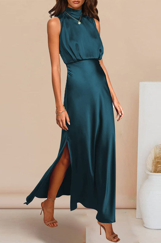 Celebrities Elegant Solid Halter A Line Dresses(7 Colors)