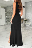 Celebrities Elegant Solid Slit Fold V Neck Evening Dress Dresses