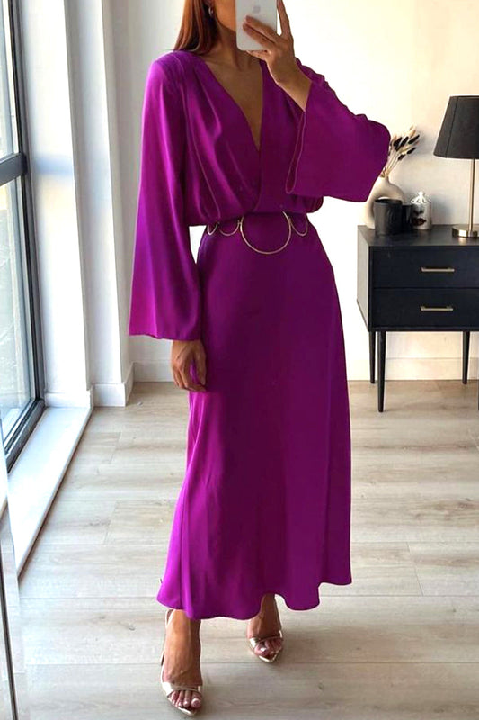 Elegant Solid Solid Color V Neck Bandage Dress Dresses