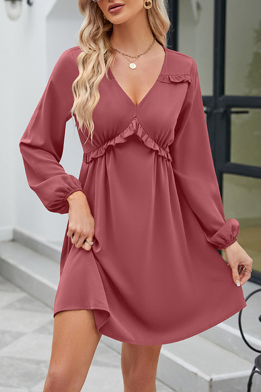 Sweet Elegant Solid Patchwork V Neck A Line Dresses