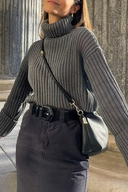 xakxx xakxx-Daily Simplicity Solid Turtleneck Tops