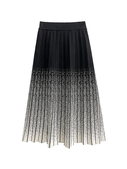 xakxx A-Line Loose Gradient Pleated Skirts Bottoms