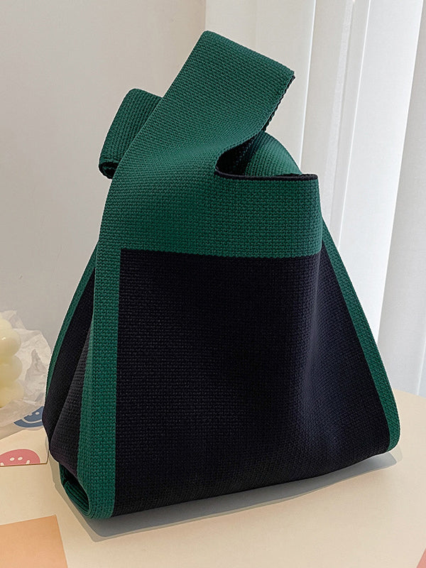 xakxx Simple Knitting Contrast Color Color-Block Bags Accessories Handbags