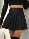 xakxx A-Line High Waisted Pleated Solid Color Split-Joint Skirts