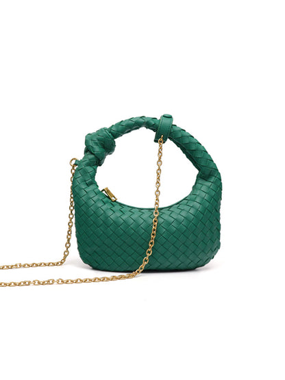 xakxx Chains Knot Solid Color Woven Zipper Crossbody Bags