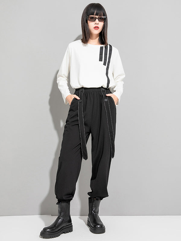 xakxx Urban High-Waisted Black Casual Pants Bottoms Harem Pants