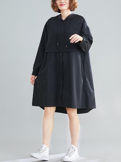 xakxx Loose Splicing Asymmetrical Hoodie Dress