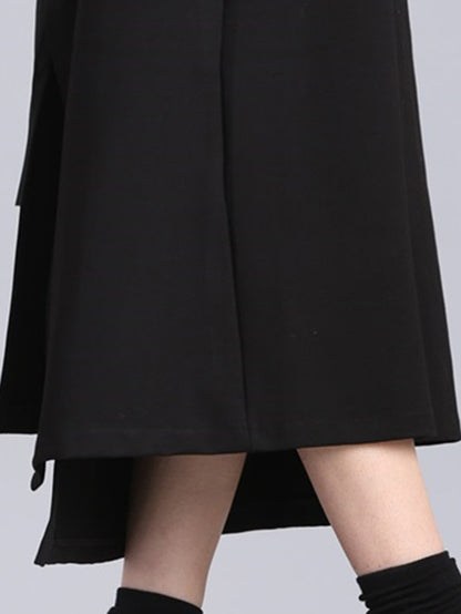 xakxx Raised Bands Split-Joint Asymmetric Black Empire Skirt