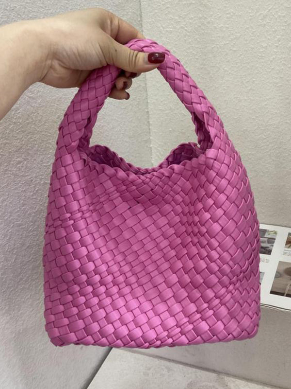 xakxx Solid Color Woven Bags Handbags