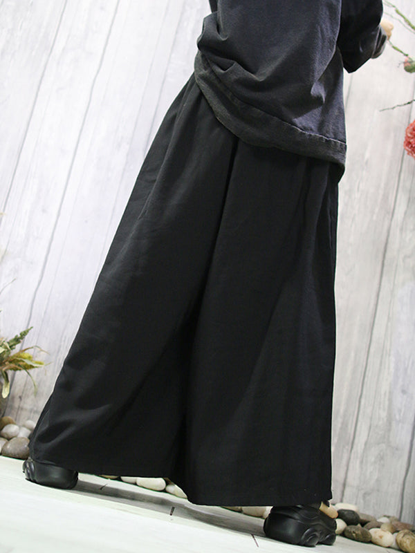 xakxx Loose Wide Leg Elasticity Solid Color Pants Trousers