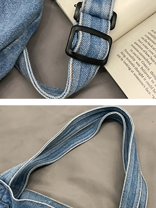 xakxx Casual Denim Split-Joint Solid Color Bags Accessories