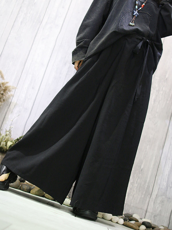 xakxx Loose Wide Leg Elasticity Solid Color Pants Trousers