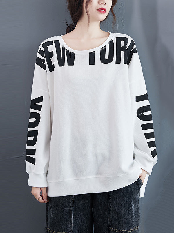 xakxx Stylish Letter Print Round-Neck Sweatshirt