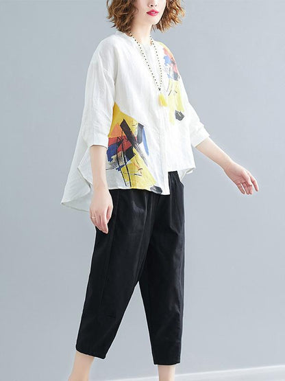 xakxx Printed Shirt + Solid Wide Leg Pants