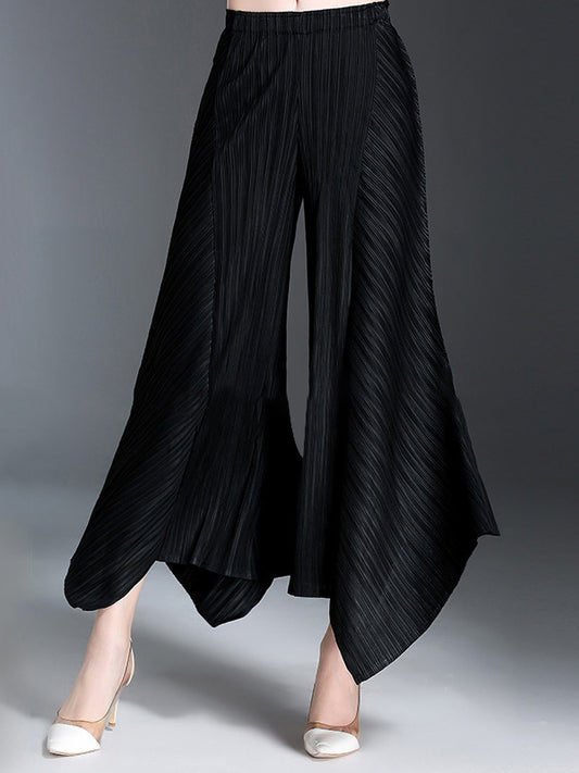 xakxx Original Loose Solid Color Irregular Pleated Wide Legs Pants