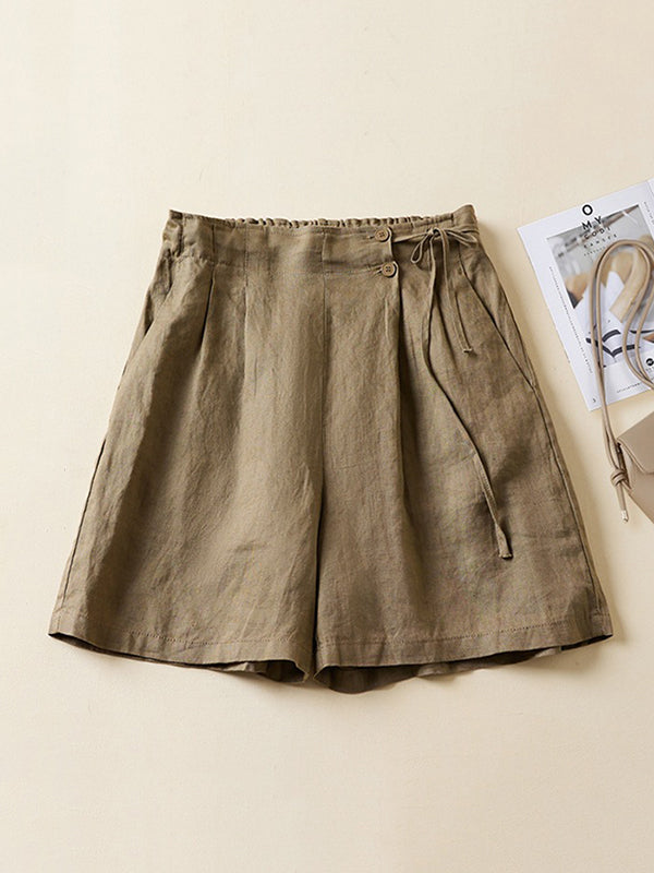 xakxx Loose Elasticity Solid Color Shorts Bottoms