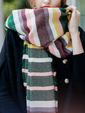 xakxx Contrast Color Fringed Keep Warm Multi-Colored Striped Shawl&Scarf