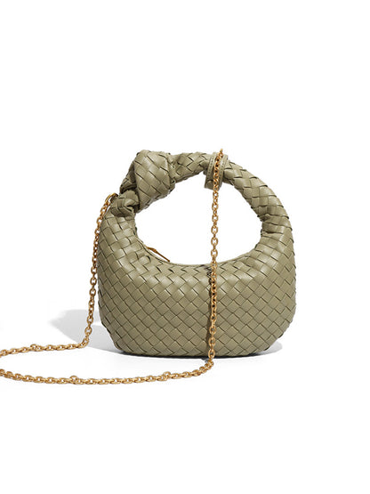 xakxx Chains Knot Solid Color Woven Zipper Crossbody Bags