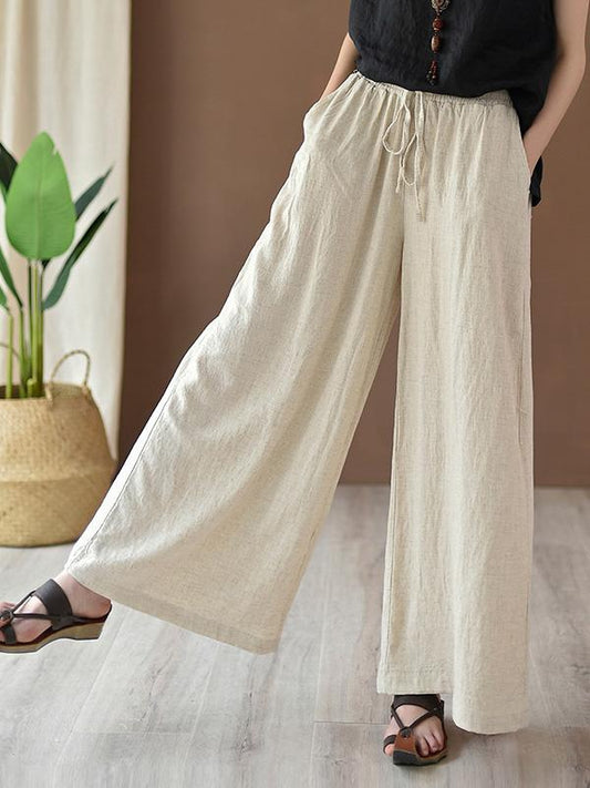 xakxx Vintage Linen Wide Leg Ramie Pants