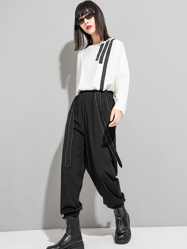 xakxx Urban High-Waisted Black Casual Pants Bottoms Harem Pants