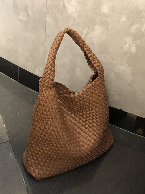 xakxx Solid Color Woven Bags Handbags