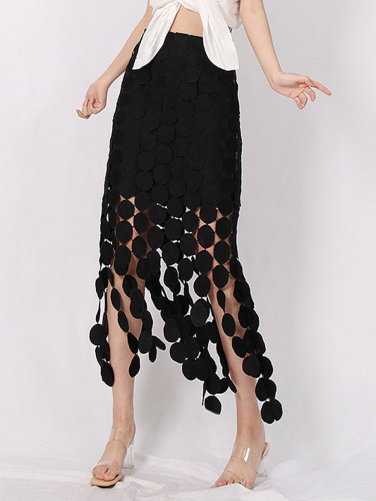 xakxx Urban Irregularity Tasseled Embroidered  Skirts