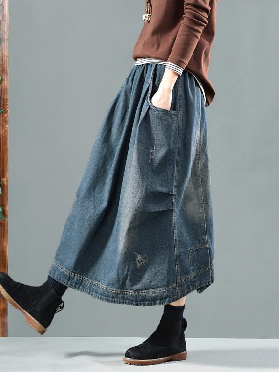 xakxx Split-joint Denim Skirt Bottom