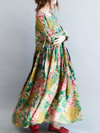 xakxx National Style Flower Printed Long Dress