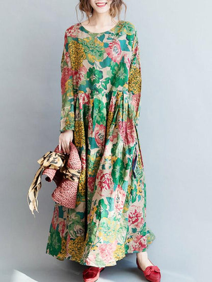 xakxx National Style Flower Printed Long Dress