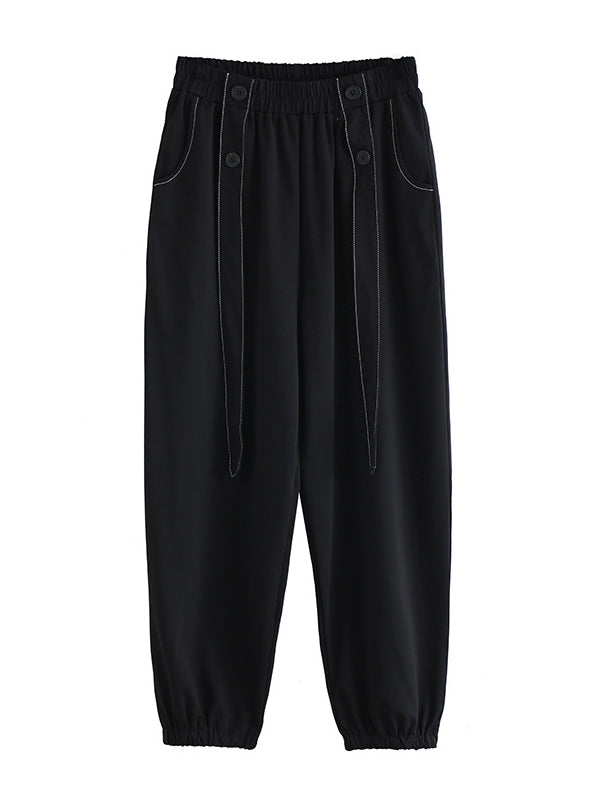 xakxx Urban High-Waisted Black Casual Pants Bottoms Harem Pants