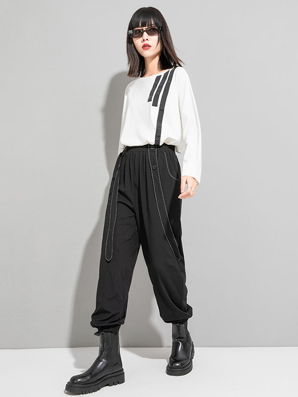 xakxx Urban High-Waisted Black Casual Pants Bottoms Harem Pants