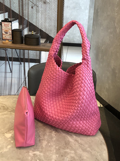 xakxx Solid Color Woven Bags Handbags