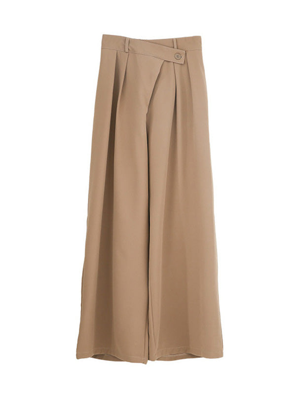 xakxx Casual Wide Leg Loose Solid Color Pants Bottoms