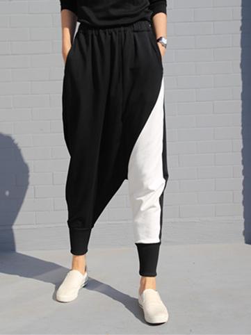 xakxx Contrast Color Splicing Harem Pants