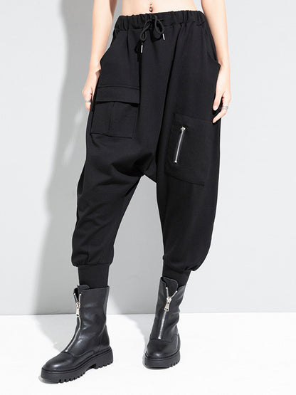 xakxx Simple Solid Elasticity Harem Pants